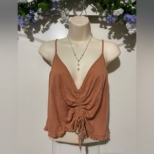 Rust Orange Ruched Tank Top